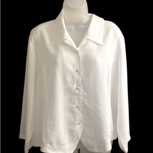 Lee David Collection White Embroidered Blouse- Button Down Long SleevedSleeve 14